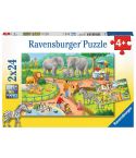 Ravensburger Kinderpuzzle 2x24tlg. Ein Tag im Zoo