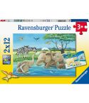 Ravensburger Kinderpuzzel 2x12tlg. Tierkinder aus aller Welt