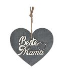 Graues 3D-Holzherz "Beste Mama"
