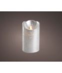 LED Wachskerze silber/warmweiß H12,5