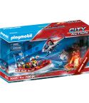 Playmobil City Action Feuerwehreinsatz mit Heli und Boot
