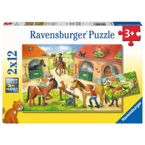 Ravensburger Kinderpuzzle 2x12tlg. Ferien auf dem Pferdehof