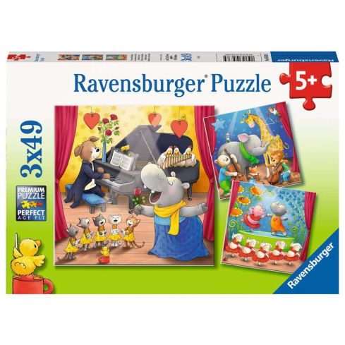 Ravensburger Kinderpuzzle 3x49tlg. Tiere auf der Bühne 