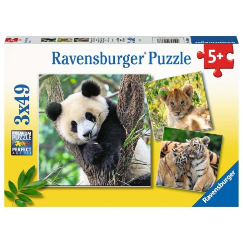 Ravensburger Kinderpuzzle 3x49tlg. Panda, Tiger und Löwe