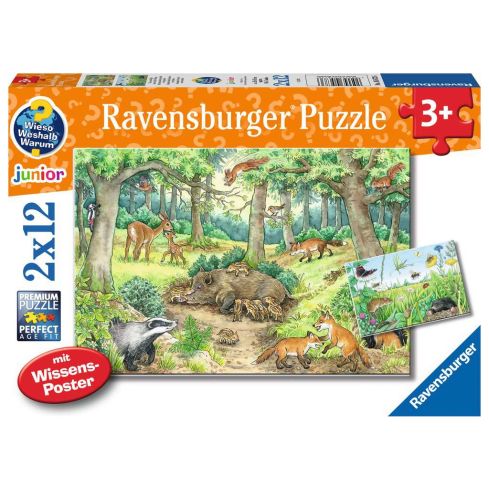 Ravensburger Kinderpuzzle 2x12tlg. WWW Tiere im Wald & Wiese