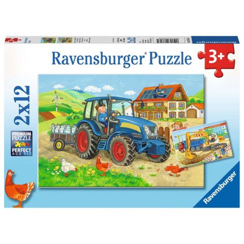 Ravensburger Kinderpuzzle 2x12tlg. Baustelle und Bauernhof