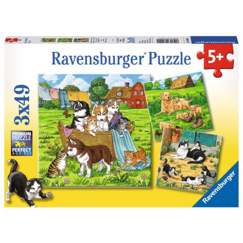 Ravensburger Kinderpuzzle 3x49tlg. Süße Katzen und Hunde