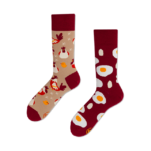 Many Mornings Regular Socks "Egg and Chicken" 35-38