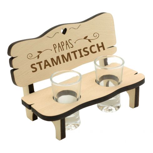 Schnapsbank mit 2 Gläser "Papas Stammtisch"