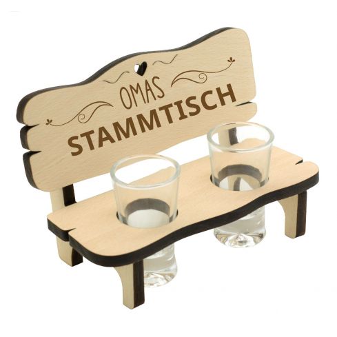 Schnapsbank mit 2 Gläser "Omas Stammtisch"