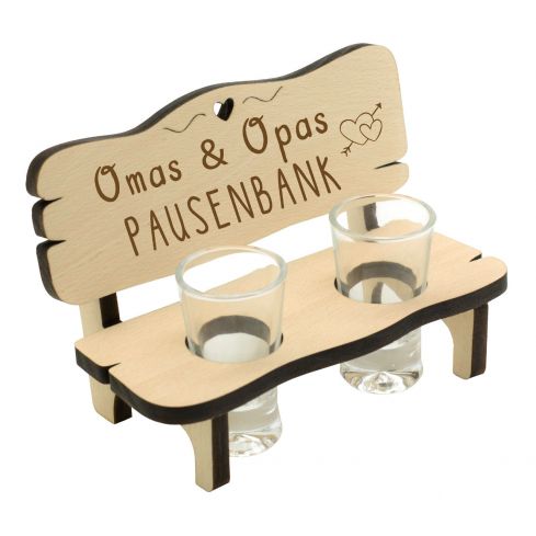 Schnapsbank mit 2 Gläser "Omas&Opas Pausenbank"