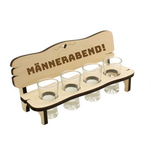 Schnapsbank mit 4 Gläser "Männerabend"