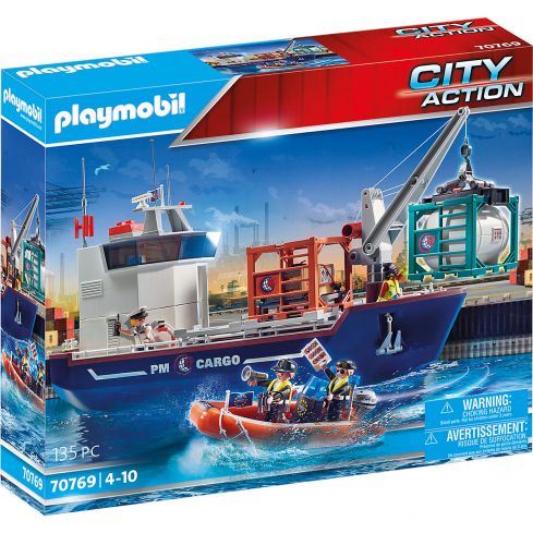 Playmobil Großes Containerschiff mit Zollboot 70769