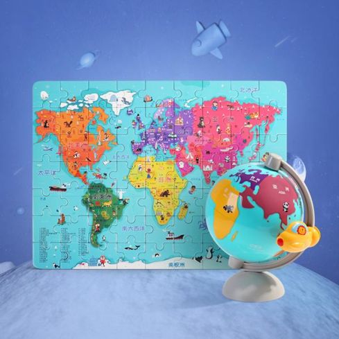 Holz Puzzle Weltkarte Globus