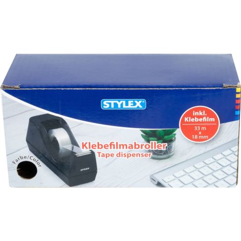 Stylex Tischabroller + 1 Rolle Klebefilm schwarz