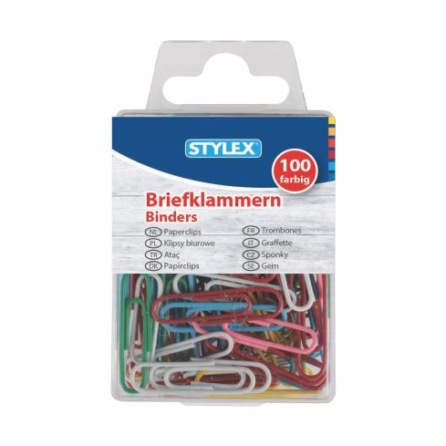 Stylex Briefklammern färbig 100er Schachtel