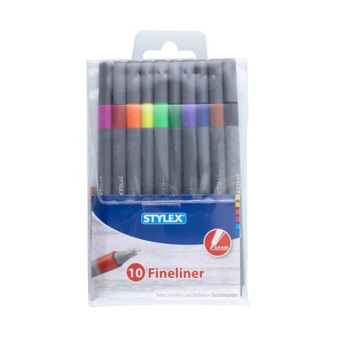 Stylex Fineliner 10 Stück, farbig sortiert im Etui