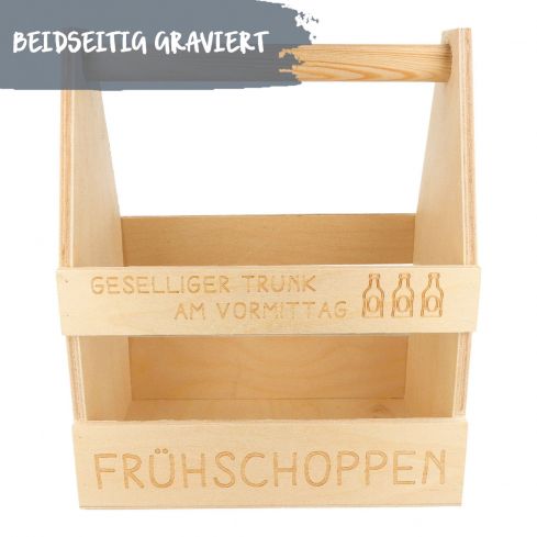 Holz Bier-Flaschenträger "Frühschoppen"