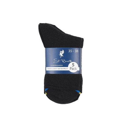 Damen-Socken 5er Pack uni schwarz Gr.35-38