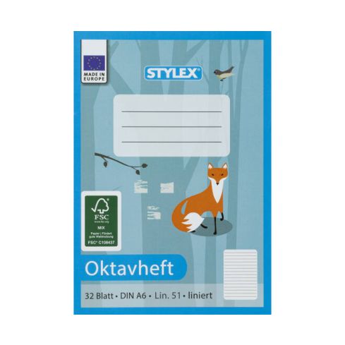 Stylex Oktavheft DIN A6, 32 Blatt