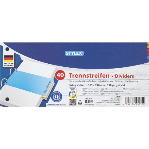 Stylex Trennstreifen 40 Stück farbig sortiert 190g/m²