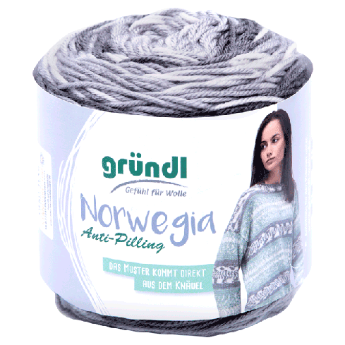 Gründl Wolle Norwegia Nr.07 Hellgrau-Weiß-Anthrazit