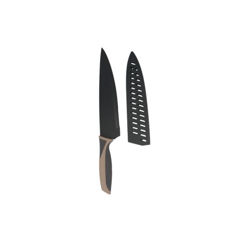 Küchenmesser mit Klingenschutz beige/grau 33,5cm