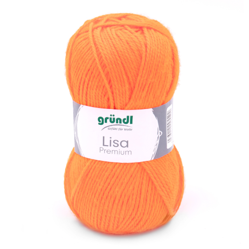 Gründl Wolle Lisa Premium Uni Nr.50 Neon-Orange