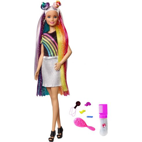 Barbie Regenbogen-Glitzerhaar