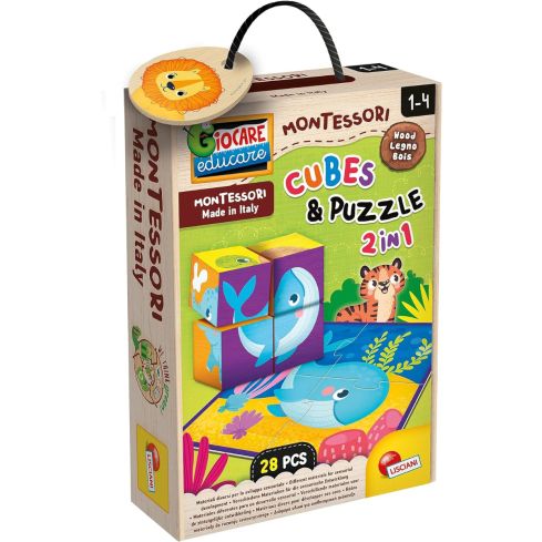 Lisciani Montessori Holz Würfel & Puzzle 2in1 98347