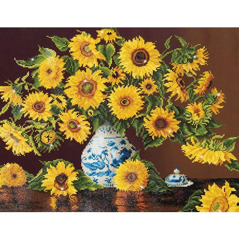 Diamond Dotz Sunflowers in a China vase 71x56cm