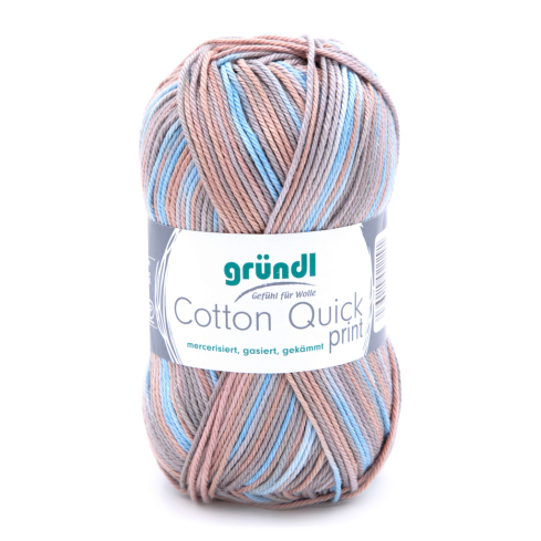 Gründl Wolle Cotton Quick Print Nr.238 beige-blau-grau-mix  