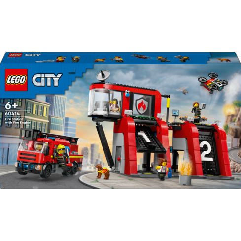 Lego City Fire Feuerwehrstation mit Drehleiterfahrzeug 60414