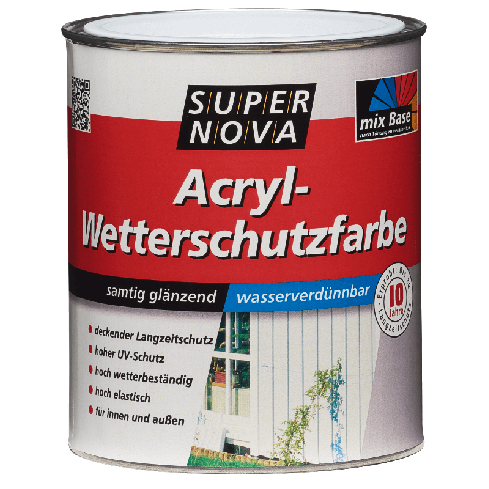 Super Nova Acryl-Wetterschutzfarbe Weiss 2,5Liter