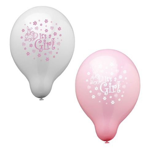 Papstar Luftballons für Babyparty Ø25cm "It's a girl" rosa