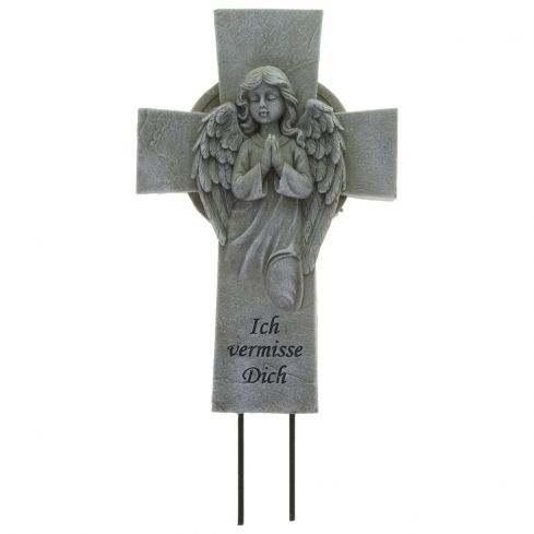 Grabdeko Kreuz mit Engel 30cm