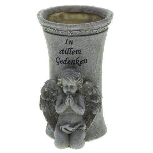 Grabdeko Vase mit Engel 19cm