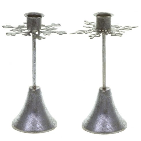 Kerzenhalter Schneeflocke Silber 18,5x10,5x10,5cm